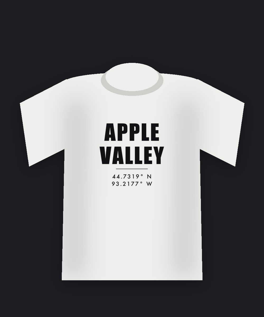 Apple Valley on a white tee