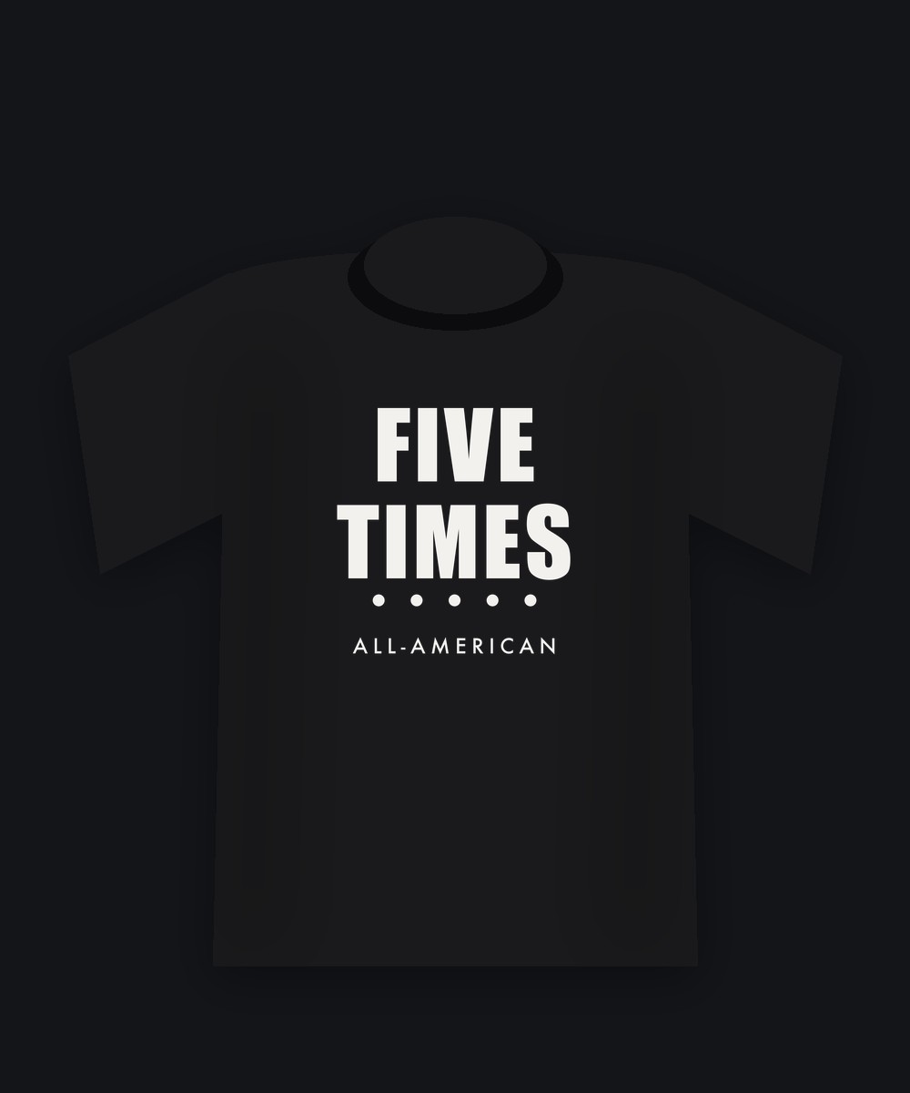 Five Times on a black tee