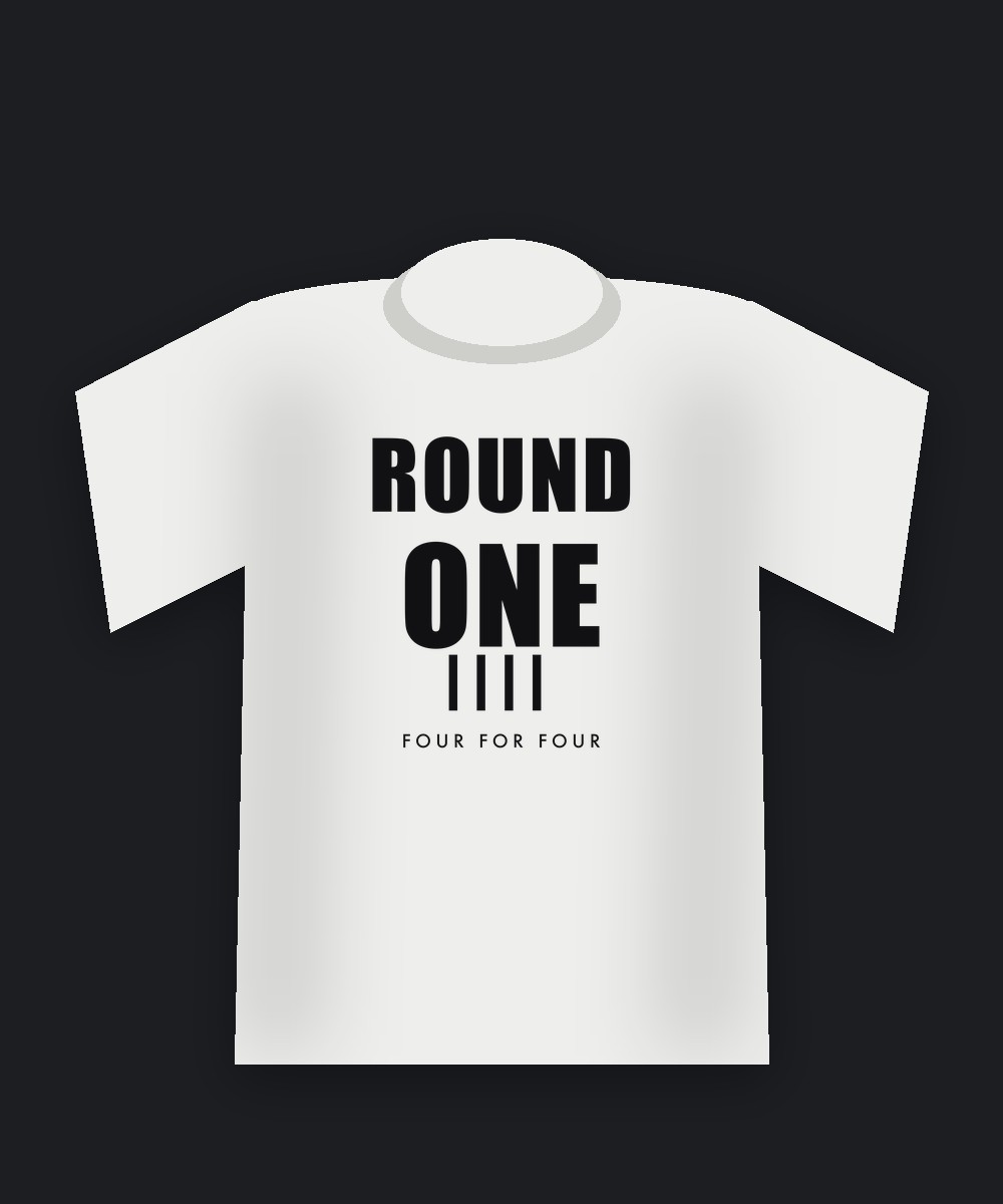 Round One on a white tee